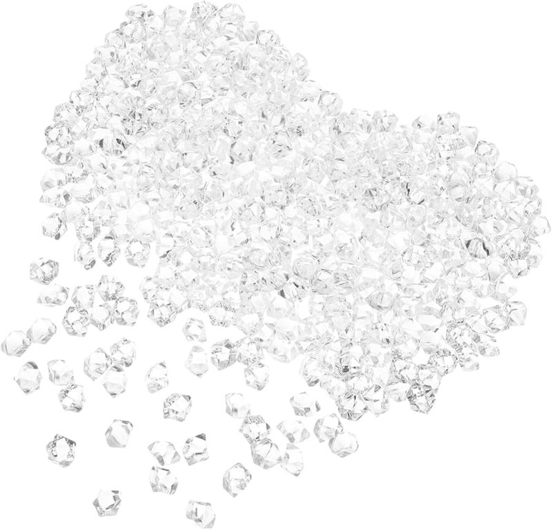 GLEAVI 400 قطعة مكعبات ثلج بلاستيكية واقعية قابلة لإعادة الاستخدام، وهمية شفافة لحشو المزهرية، ديكور المنزل، تصوير حفلات الزفاف - Image 1